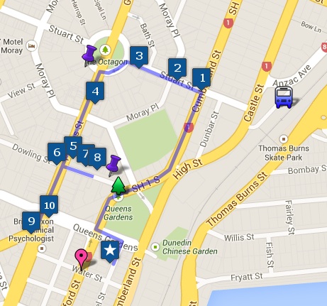 Map with markers of sites