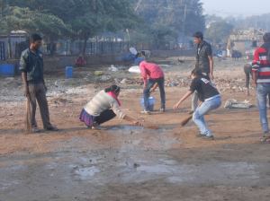 Cleaning up the beach, image from Di Ball's Facebook page