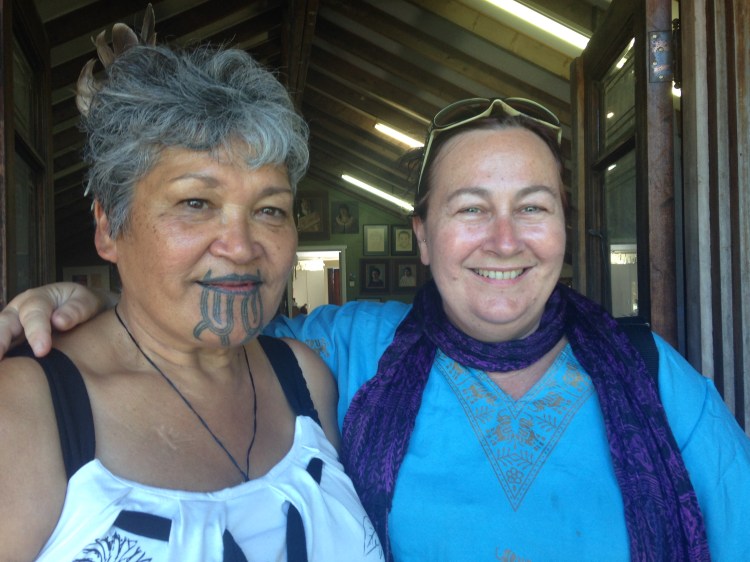Tracey Benson with Maata Wharehoka at Parihaka