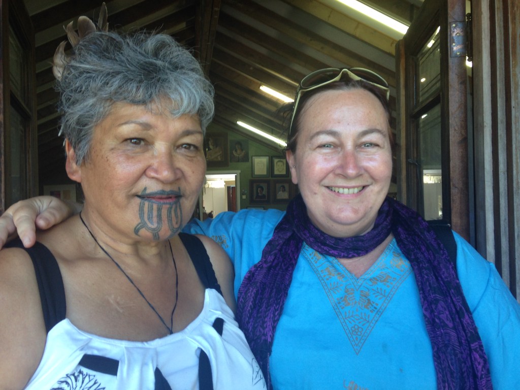 Tracey Benson with Maata Wharehoka at Parihaka