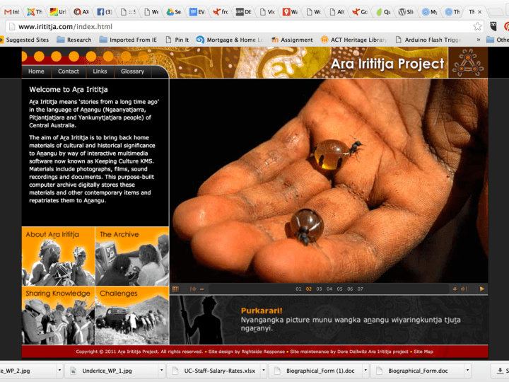 Screen shot of Ara Irititja website