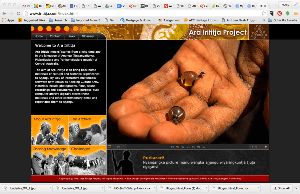 Screen shot of Ara Irititja website