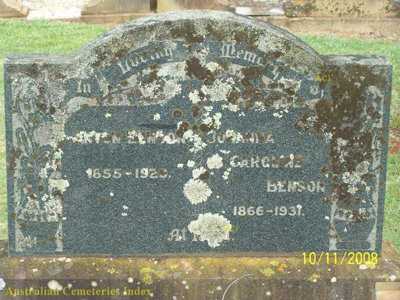 Anton and Johanna headstone (Drayton and Toowoomba Cemetery Row:8, Plot:20)