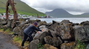 Documentation of ‘Trace drawing’ Berkana, Laguz (inverted), Teiwaz in Fuglafjørður, photograph by Martin Drury