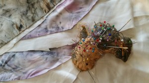 Sewing the fabric into shell shapes