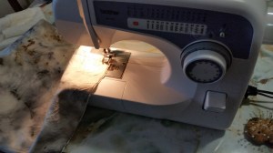 Sewing the fabric into shell shapes