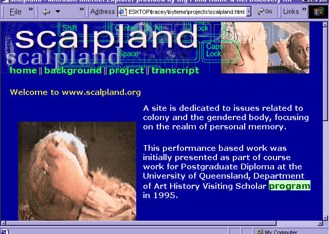 Scalpland webpage - performance in 1995 and 1996. I often refer to this work