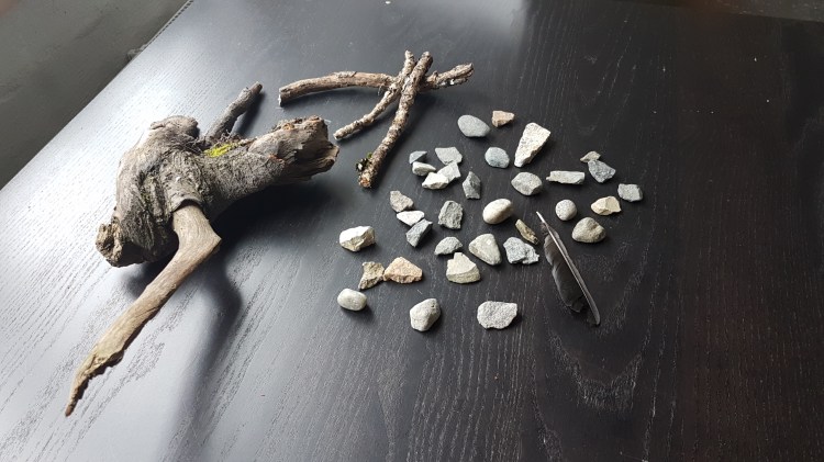 Sticks and stones from the river