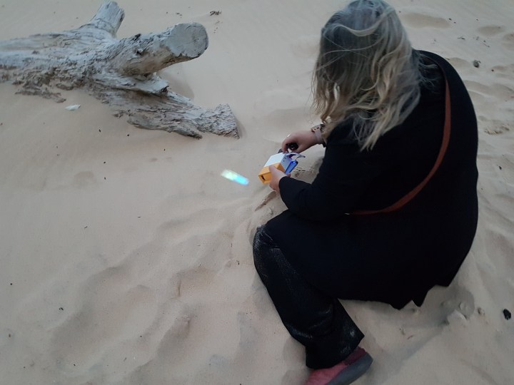 Projecting onto the sand at Narooma