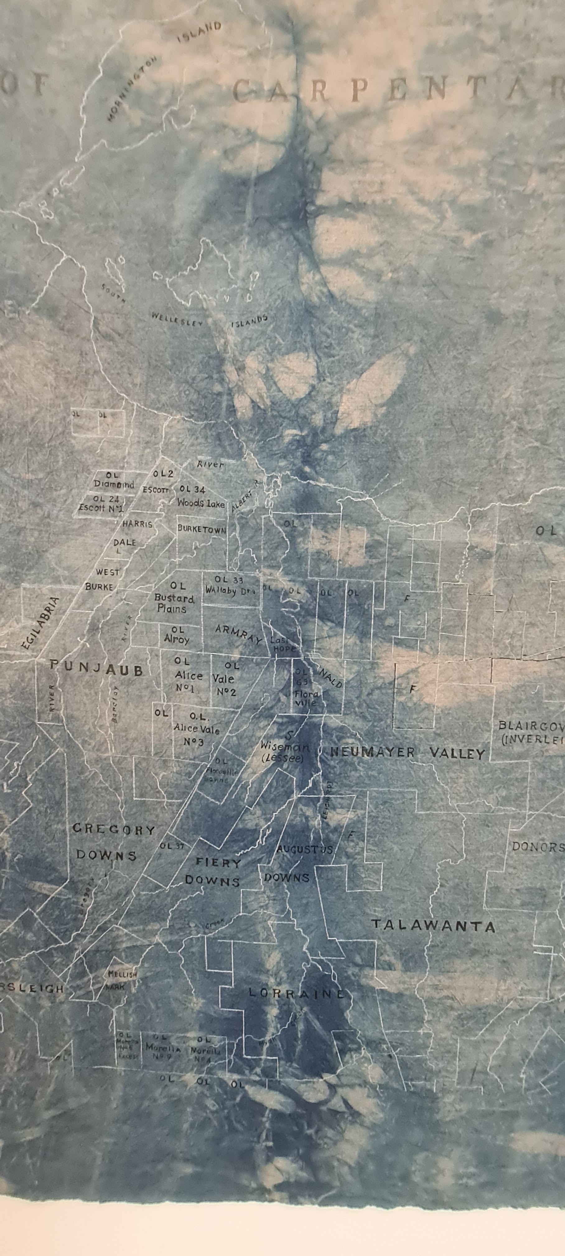 From Judy Watson’s survey exhibition, mudunara: kundulama: wandaral: jararibirriri