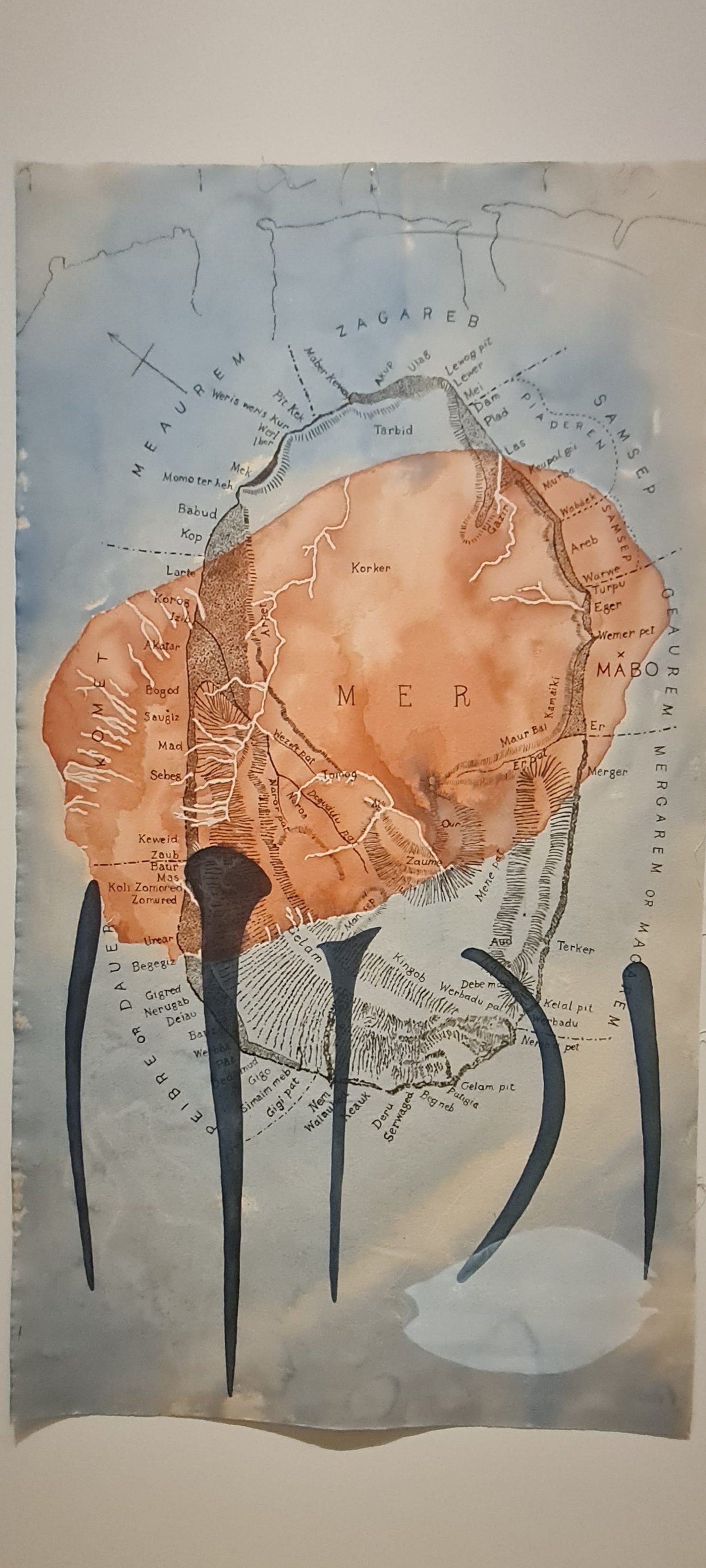 From Judy Watson’s survey exhibition, mudunara: kundulama: wandaral: jararibirriri